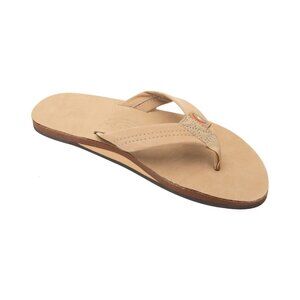 Rainbow Men's Leather Single Layer Wide Strap Arch Support Sandal